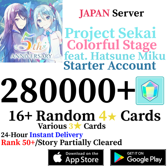 [JP] [INSTANT] 280,000+ Gems Project Sekai Colorful Stage ft. Hatsune Miku PJSekai Starter Account