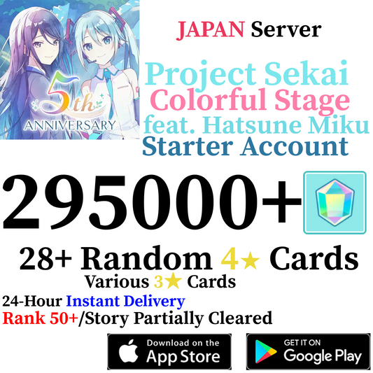 [JP] [INSTANT] 295,000+ Gems Project Sekai Colorful Stage ft. Hatsune Miku PJSekai Starter Account