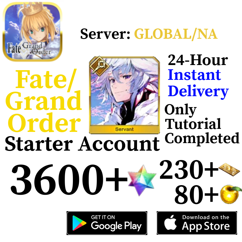 [ENGLISH/GLOBAL/NA][INSTANT] Merlin + 3600+ SQ Fate Grand Order FGO Lv. 1 Starter Reroll Account