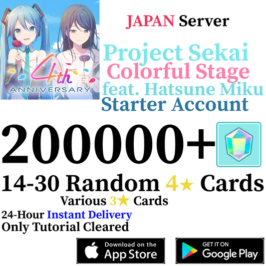 [JP] [INSTANT] 200000+ Gems Project Sekai Colorful Stage ft Hatsune Miku PJSekai Reroll Account