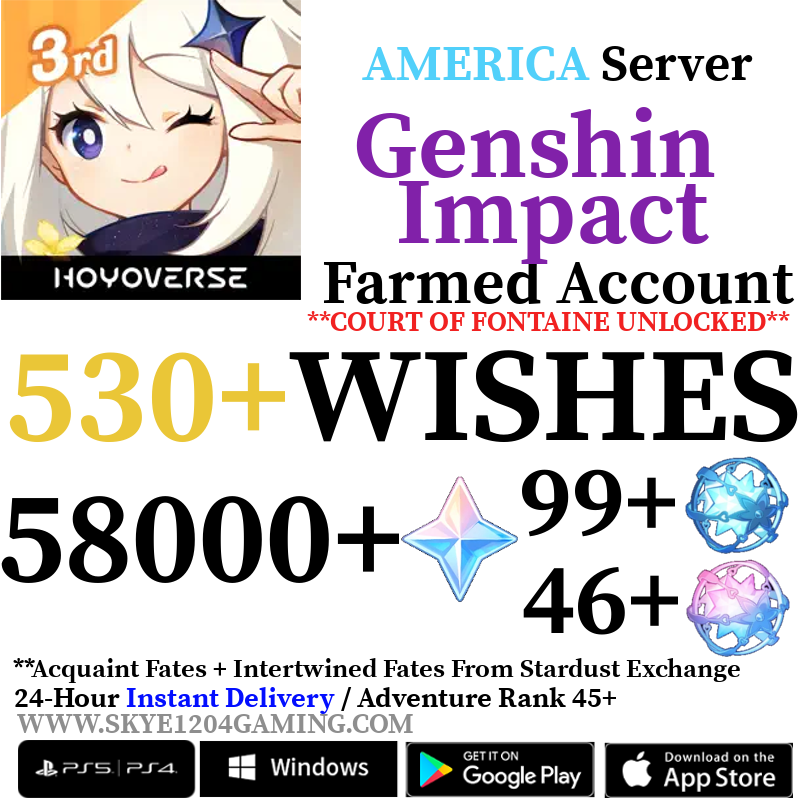 [AMERICA] [INSTANT] 50000+ Primogems Fates Genshin Impact Reroll Account