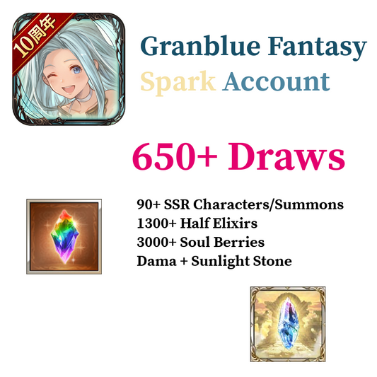 [GLOBAL] [INSTANT] Granblue Fantasy GBF Spark Starter Reroll Account 650+ Draws