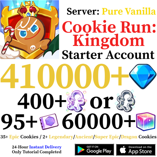[GLOBAL/Pure Vanilla] [INSTANT] 410,000+ Gems | Cookie Run: Kingdom Starter Reroll Account