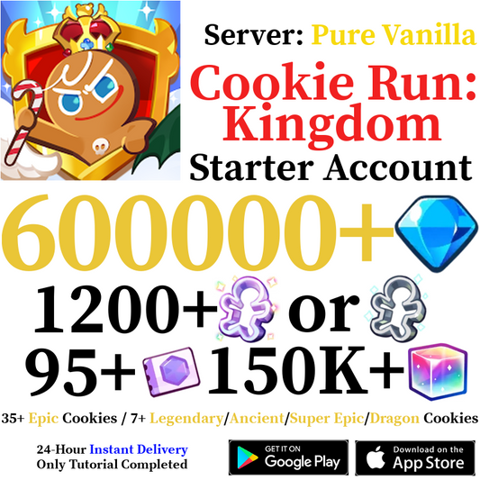 [GLOBAL/Pure Vanilla] [INSTANT] 600,000+ Gems | Cookie Run: Kingdom Starter Reroll Account