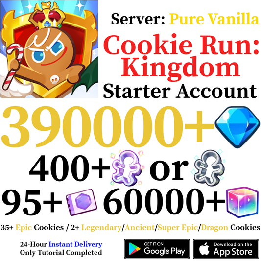 [GLOBAL/Pure Vanilla] [INSTANT] 390,000+ Gems | Cookie Run: Kingdom Starter Reroll Account