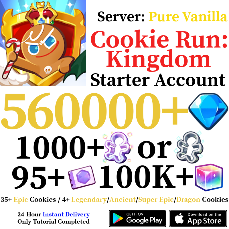 [GLOBAL/Pure Vanilla] [INSTANT] 560,000+ Gems | Cookie Run: Kingdom Starter Reroll Account