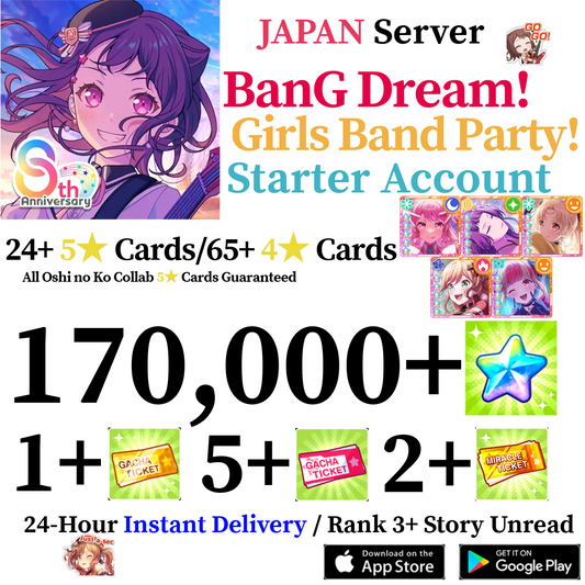 [JP] [INSTANT] 170000+ Stars + x5 Oshi no Ko 5⭐ BanG Dream Girls Band Party Bandori Starter Reroll Account