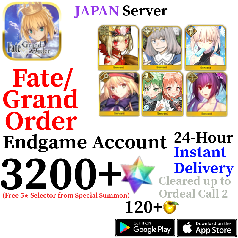 [JP] [INSTANT] Sodom's Beast/Draco + Azumi no Isora + Artoria Alter Rider + Oberon + Castoria + Skadi + 3200+ SQ Fate Grand Order FGO Quartz Account