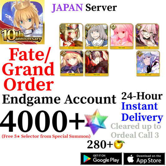[JP] [INSTANT] Sodom's Beast/Draco + Jeanne Alter + Arcueid + Oberon + Castoria + 4000+ SQ Fate Grand Order FGO Quartz Account