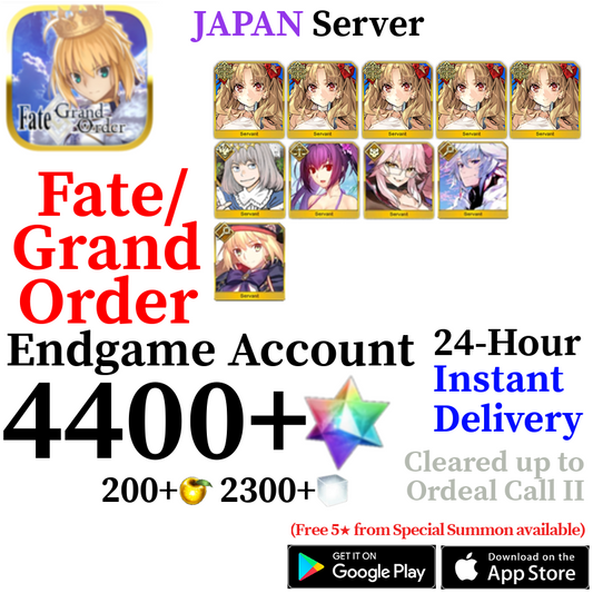 [JP] [INSTANT] NP5 Space Ereshkigal + Castoria + Skadi + Oberon + Vitch + 4400+ SQ Fate Grand Order FGO Quartz Endgame Reroll Starter Account