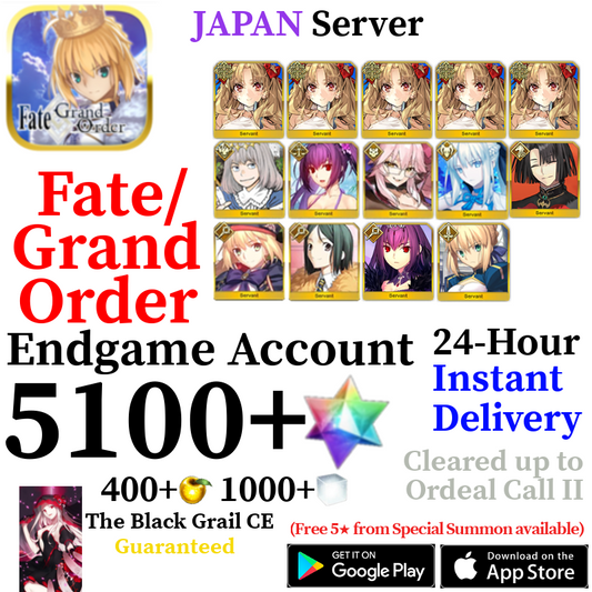 [JP] [INSTANT] NP5 Space Ereshkigal + Castoria + Skadi + Oberon + Vitch + Morgan 5100+ SQ Fate Grand Order FGO Quartz Endgame Reroll Starter Account