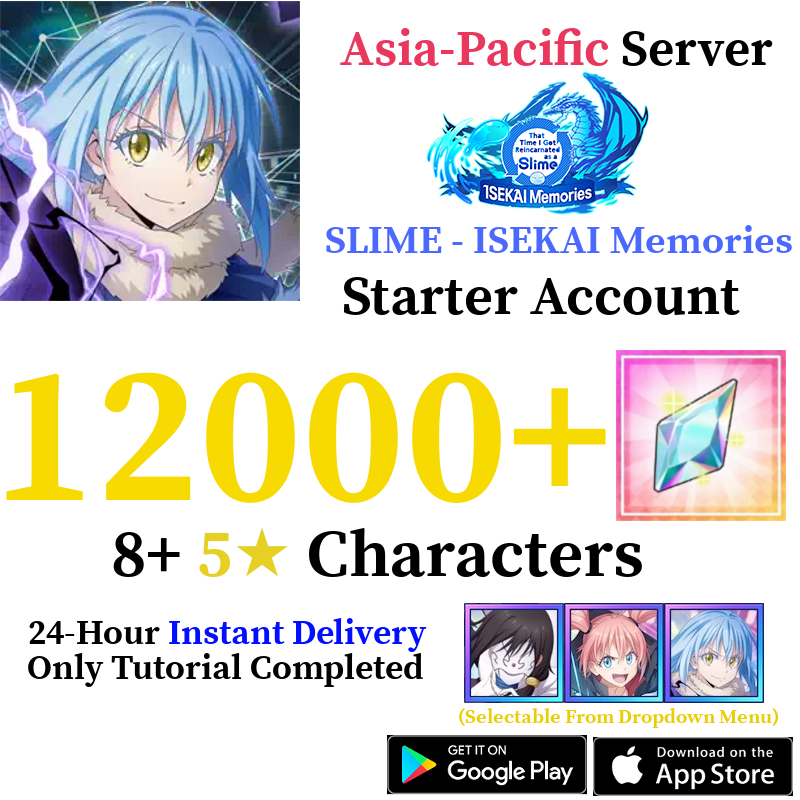 [GLOBAL - Asia] [INSTANT] 12000+ Crystals SLIME - ISEKAI Memories Starter Reroll Account