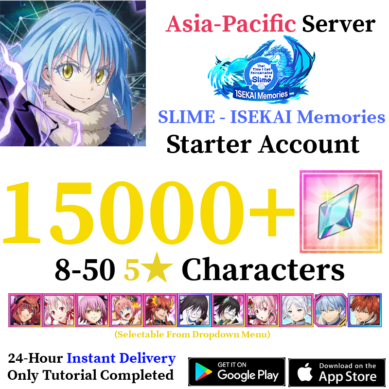 [GLOBAL - Asia] [INSTANT] 15000+ Crystals SLIME - ISEKAI Memories Starter Reroll Account