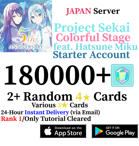 [JP] [INSTANT] (BUY 2 GET 3) 180000+ Gems Project Sekai Colorful Stage ft. Hatsune Miku PJSekai Reroll Starter Account