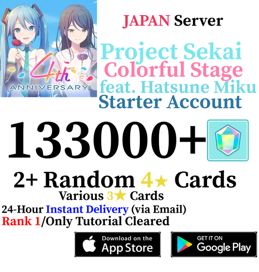 [JP] [INSTANT] (BUY 2 GET 3) 133000+ Gems Project Sekai Colorful Stage ft. Hatsune Miku PJSekai Reroll Starter Account