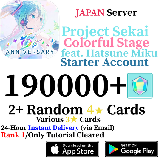 [JP] [INSTANT] (BUY 2 GET 3) 190000+ Gems Project Sekai Colorful Stage ft. Hatsune Miku PJSekai Reroll Starter Account