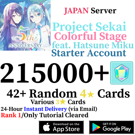 [JP] [INSTANT] 215000+ Gems Project Sekai Colorful Stage ft. Hatsune Miku PJSekai Reroll Account