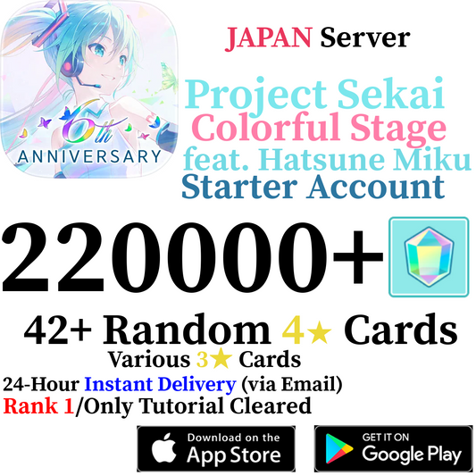[JP] [INSTANT] 220000+ Gems Project Sekai Colorful Stage ft. Hatsune Miku PJSekai Reroll Account