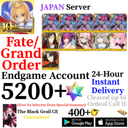 [JP] [INSTANT] Castoria + Skadi + Oberon + Vitch + NP5 S. Ibuki + 5200+ SQ Fate Grand Order FGO Quartz Endgame Reroll Starter Account