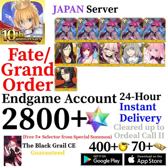 [JP] [INSTANT] Castoria + Skadi + Oberon + Vitch + NP5 S. Ibuki + 2800+ SQ Fate Grand Order FGO Quartz Endgame Reroll Starter Account