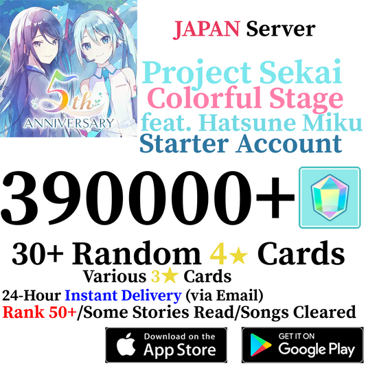 [JP] [INSTANT] 390000+ Gems Project Sekai Colorful Stage ft. Hatsune Miku PJSekai Reroll Account