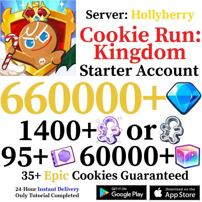 [GLOBAL/Hollyberry][INSTANT] 430,000-660,000+ Gems | Cookie Run: Kingdom Starter Reroll Account
