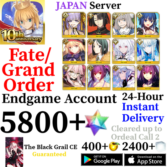 [JP] [INSTANT] Castoria + Vitch + Oberon + Skadi Ruler + Ciel + BB Dubai + Morgan + 5800+ SQ Fate Grand Order FGO Quartz Account