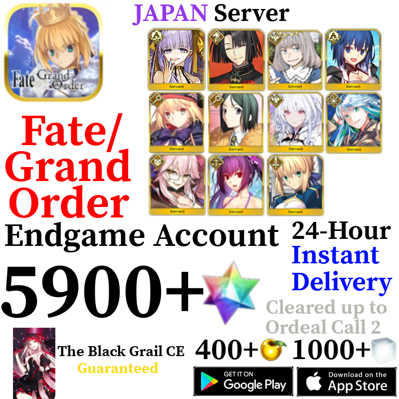[JP] [INSTANT] Castoria + Vitch + Oberon + Skadi Ruler + Ciel + BB Dubai + Kukulkan + 5900+ SQ Fate Grand Order FGO Quartz Account