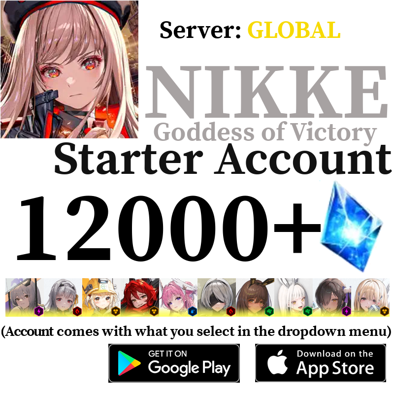 [GLOBAL] [INSTANT] 12000+ Gems Cinderella Crown Scarlet Liter Modernia Red Hood GODDESS OF VICTORY: NIKKE Starter Reroll Account