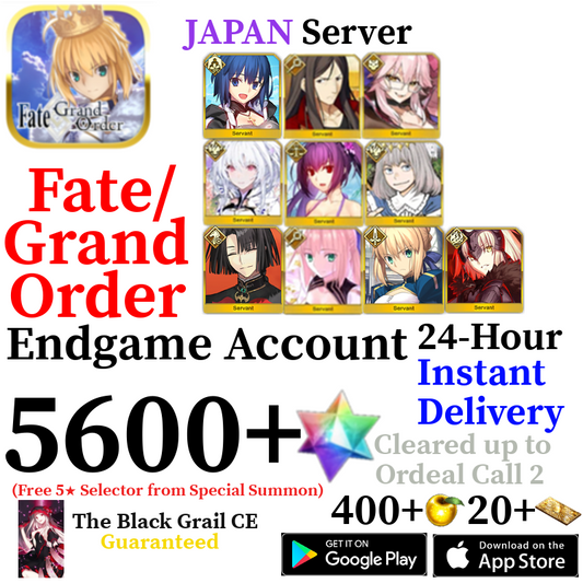 [JP] [INSTANT] Castoria + Vitch + Skadi Summer + Oberon + Jeanne Alter + Ciel 5600+ SQ Fate Grand Order FGO Quartz Account