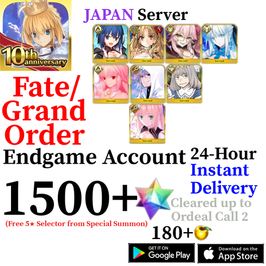 [JP] [INSTANT] Ciel + Summer Ereshkigal + Castoria + Vitch + Oberon + 1500+ SQ Fate Grand Order FGO Quartz Account