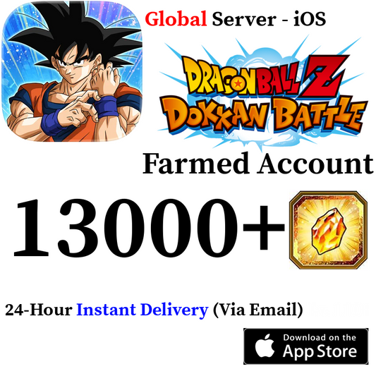 [GLOBAL - iOS][INSTANT] 13000+ Dragon Stones DRAGON BALL Z DOKKAN BATTLE Farmed Account