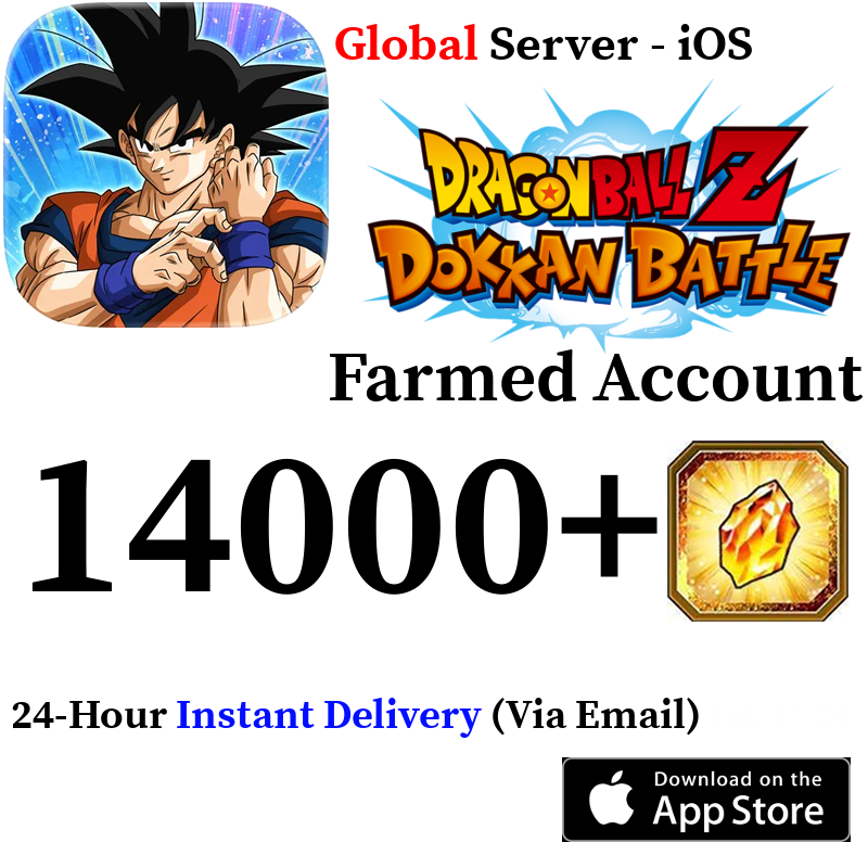[GLOBAL - iOS][INSTANT] 14000+ Dragon Stones DRAGON BALL Z DOKKAN BATTLE Farmed Account