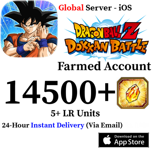 [GLOBAL - iOS][INSTANT] 14500+ Dragon Stones DRAGON BALL Z DOKKAN BATTLE Farmed Account