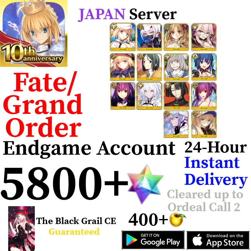 [JP] [INSTANT] Castoria + Vitch + S. Skadi + Oberon + Ciel + Summer Ereshkigal + Aesc + Summer Castoria + Summer Melusine + 5800+ SQ Fate Grand Order FGO Quartz Account