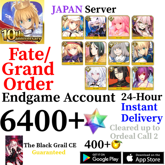 [JP] [INSTANT] Castoria + Vitch + S. Skadi + Oberon + Arcueid + Summer Castoria + Summer Melusine + 6400+ SQ Fate Grand Order FGO Quartz Account
