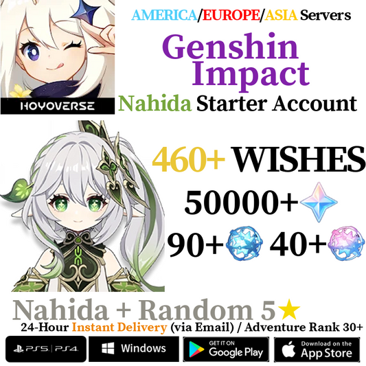 [AMERICA/EUROPE/ASIA] [INSTANT] Nahida Genshin Impact Primogems Fates Reroll Account