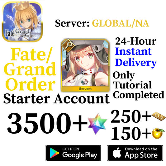 [ENGLISH/GLOBAL/NA][INSTANT] Castoria + 3500+ SQ Fate Grand Order FGO Lv. 1 Starter Reroll Account