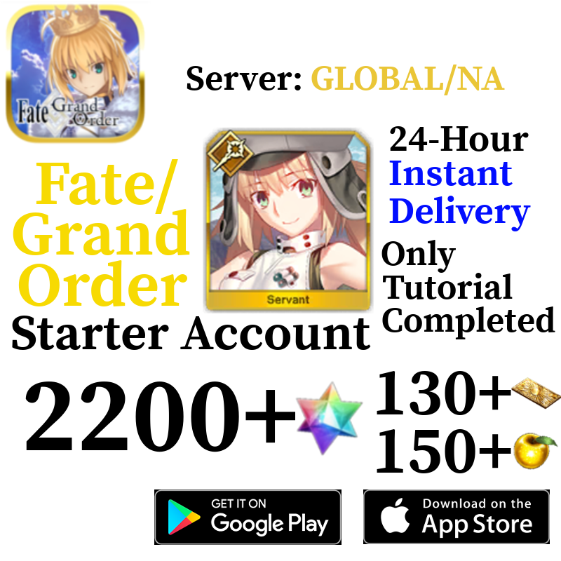 [ENGLISH/GLOBAL/NA][INSTANT] Castoria + 2200+ SQ Fate Grand Order FGO Lv. 1 Starter Reroll Account