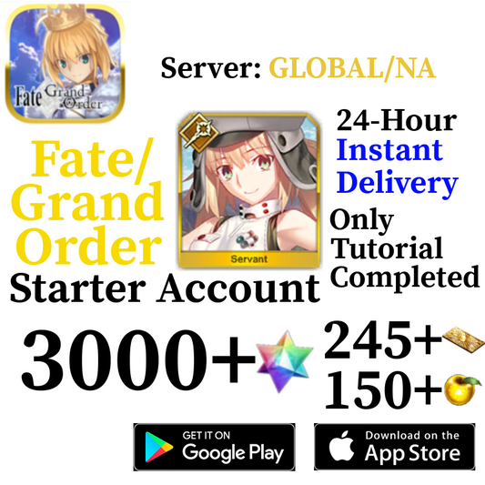 [ENGLISH/GLOBAL/NA][INSTANT] Castoria + 3000+ SQ Fate Grand Order FGO Lv. 1 Starter Reroll Account