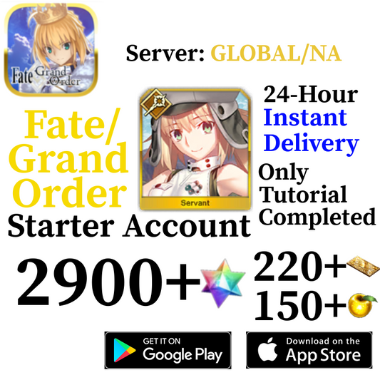 [ENGLISH/GLOBAL/NA][INSTANT] Castoria + 2900+ SQ Fate Grand Order FGO Lv. 1 Starter Reroll Account