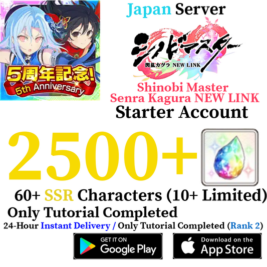 [JP] 2500+ Gems Shinobi Master Senran Kagura NEW LINK Starter Reroll Account