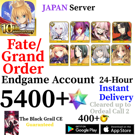 [JP] [INSTANT] Castoria + Vitch + Oberon + Skadi + Summer Ereshkigal + 5400+ SQ Fate Grand Order FGO Quartz Reroll Account