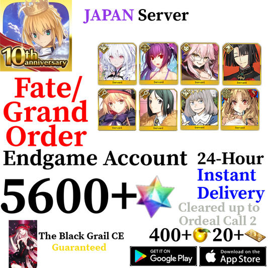 [JP] [INSTANT] Castoria + Vitch + Oberon + Skadi + Summer Ereshkigal + 5600+ SQ Fate Grand Order FGO Quartz Reroll Account