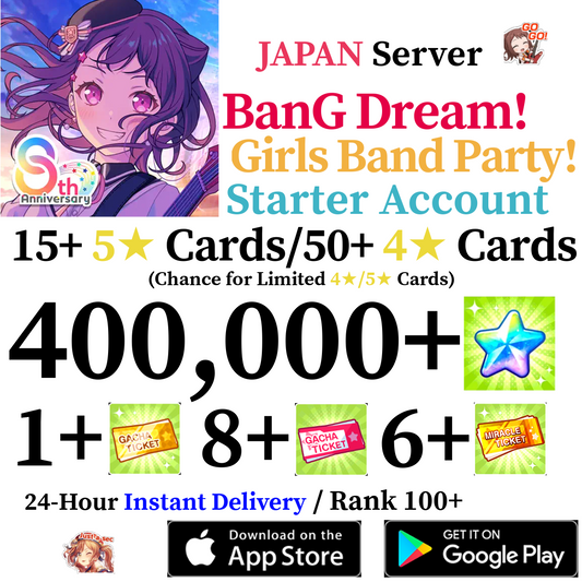 [JP] [INSTANT] 400000+ Stars BanG Dream Girls Band Party Bandori Starter Reroll Account
