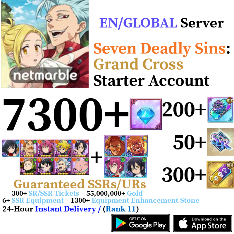 [GLOBAL] [INSTANT] Ultimate Escanor + 7300+ Diamonds Seven Deadly Sins 7DS Grand Cross Starter Reroll Account