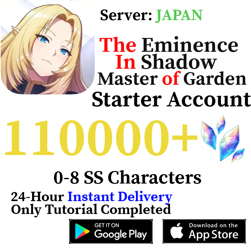 [JP] [INSTANT] 110000-140000 Gems | The Eminence in Shadow: Master of Garden Starter Reroll Account
