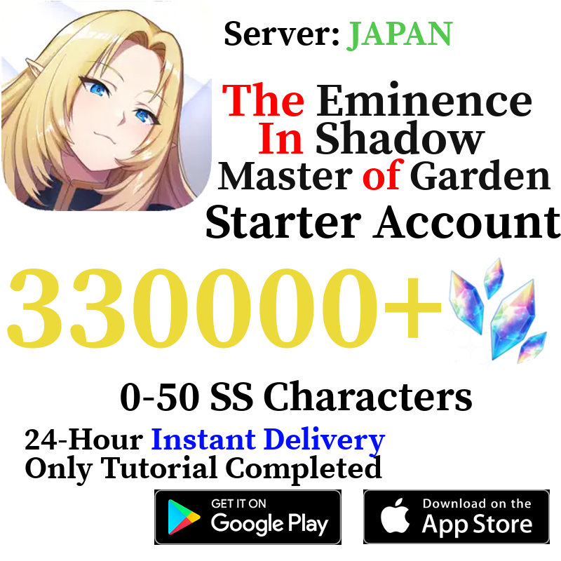 [JP] [INSTANT] 100000-330000+ Gems | The Eminence in Shadow: Master of Garden Starter Reroll Account