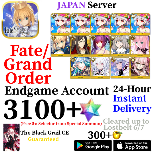 [JP] [INSTANT] NP5 S. Kama + Castoria + Skadi Ruler + Oberon + Vitch + Kukulkan 2900+ SQ Fate Grand Order FGO Endgame Reroll Starter Account