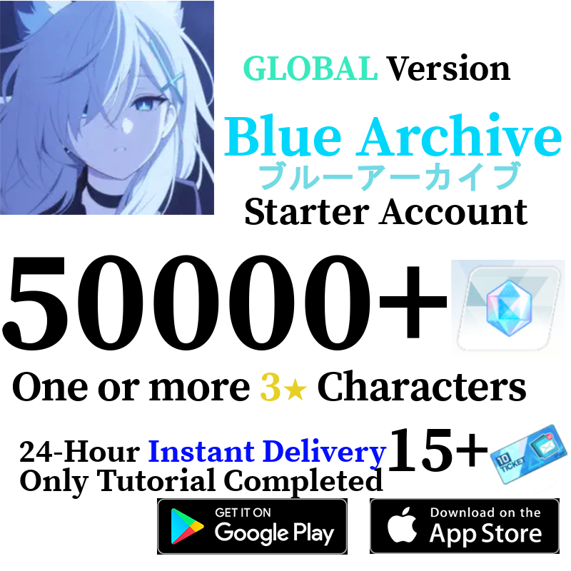 [GLOBAL] [INSTANT] 45000+ Gems, 1+ 3* | Blue Archive Starter Reroll Account